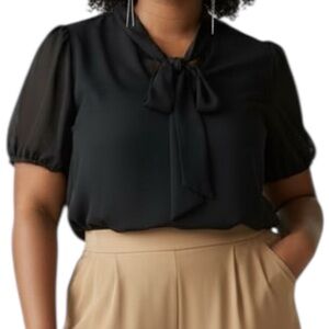 Elegant Black Women's Top with Bow Detail